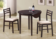 32.5" Cappuccino Solid Wood, Foam, and Beige Polyester Three Pieces Dining Set