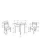 32.5" Cappuccino Solid Wood, Foam, and Beige Polyester Three Pieces Dining Set