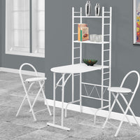 63" White Metal and MDF Three Pieces Dining Set