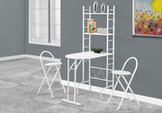 63" White Metal and MDF Three Pieces Dining Set