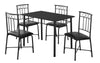 35.5" Black Leather Look Polyurethane, Foam, and Metal Five Pieces Dining Set