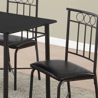 35.5" Black Leather Look Polyurethane, Foam, and Metal Five Pieces Dining Set