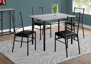 36" Leather Look Polyurethane and Metal, & Grey MDF Five Pieces Dining Set
