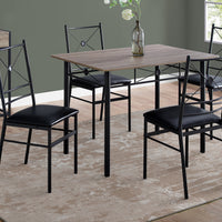 36" Dark Taupe Leather Look Polyurethane and Metal Five Pieces Dining Set