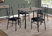 36" Dark Taupe Leather Look Polyurethane and Metal Five Pieces Dining Set