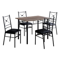 36" Dark Taupe Leather Look Polyurethane and Metal Five Pieces Dining Set