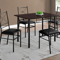 36" Cappuccino, Polyurethane, and Black Metal Five Pieces Dining Set