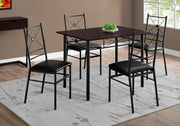 36" Cappuccino, Polyurethane, and Black Metal Five Pieces Dining Set