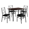 36" Cappuccino, Polyurethane, and Black Metal Five Pieces Dining Set