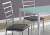 Grey Leather Look Foam, Silver Metal, and Frosted Glass Five Pieces Dining Set