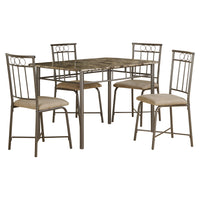 35.5" Cappuccino Microfiber, Foam, and MDF Five Pieces Dining Set