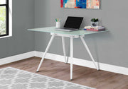 29.25" White Metal and 8mm Tempered Glass Computer Desk
