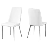 Two 37" Leather Look, Foam, and Chrome Metal Dining Chairs