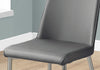 Two 37" Grey Leather Look, Foam, and Chrome Metal Dining Chairs