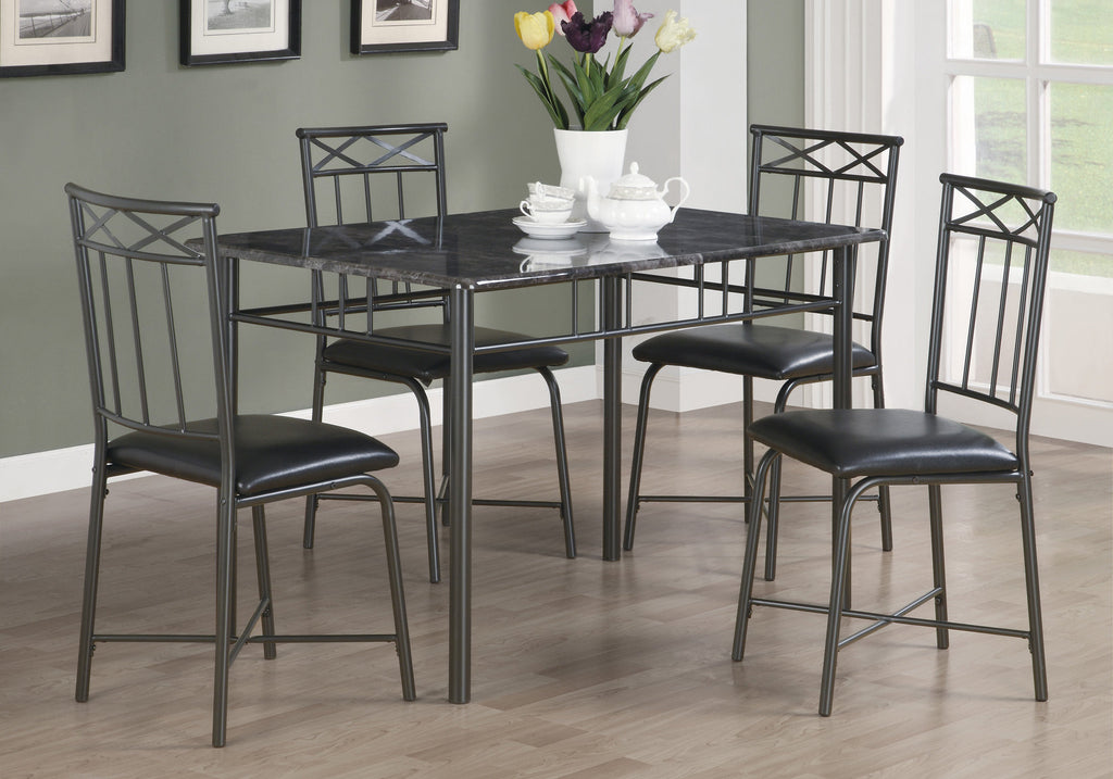 35.5" Grey Metal and MDF Five Pieces Dining Set