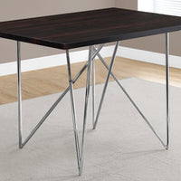 30" Cappuccino Particle Board, MDF, Hollow Core, and Chrome Metal Dining Table