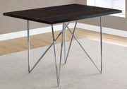 30" Cappuccino Particle Board, MDF, Hollow Core, and Chrome Metal Dining Table