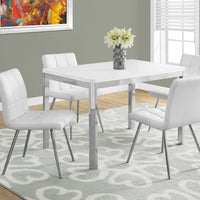 30" White Particle Board, MDF, and Chrome Metal Dining Table