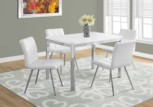 30" White Particle Board, MDF, and Chrome Metal Dining Table