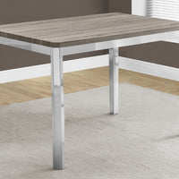 30" Dark Taupe Particle Board, Hollow Core, MDF, and Chrome Metal Dining Table