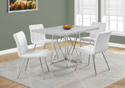 30" Grey Particle Board, Laminate, and Chrome Metal Dining Table