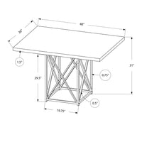 30" Grey Particle Board, Laminate, and Chrome Metal Dining Table