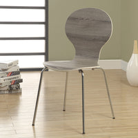 Four 34" Dark Taupe MDF Dining Chairs with Chrome Legs