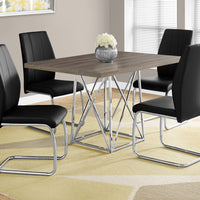 31" Dark Taupe Particle Board, Laminate, and Chrome Metal Dining Table