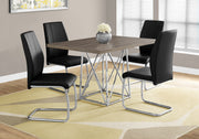 31" Dark Taupe Particle Board, Laminate, and Chrome Metal Dining Table