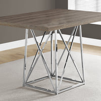 31" Dark Taupe Particle Board, Laminate, and Chrome Metal Dining Table