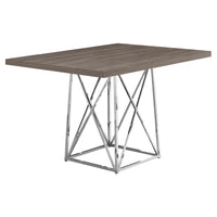 31" Dark Taupe Particle Board, Laminate, and Chrome Metal Dining Table