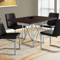 31" Cappuccino Particle Board, Laminate, and Chrome Metal Dining Table