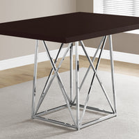 31" Cappuccino Particle Board, Laminate, and Chrome Metal Dining Table