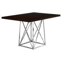 31" Cappuccino Particle Board, Laminate, and Chrome Metal Dining Table