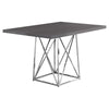 31" Grey Particle Board, Laminate, and Chrome Metal Dining Table