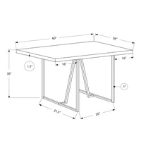 30" Particle Board, Hollow Core, MDF, and Chrome Metal Dining Table