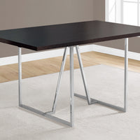 30" Cappuccino Particle Board, Hollow Core, MDF, and Chrome Metal Dining Table