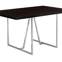 30" Cappuccino Particle Board, Hollow Core, MDF, and Chrome Metal Dining Table
