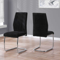 Two 77.5" Velvet, Chrome Metal, and Foam Dining Chairs