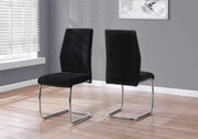 Two 77.5" Velvet, Chrome Metal, and Foam Dining Chairs