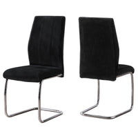 Two 77.5" Velvet, Chrome Metal, and Foam Dining Chairs