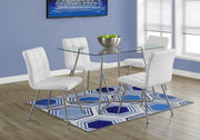30" Chrome Metal and Clear Tempered Glass Dining Table
