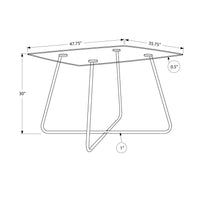 30" Chrome Metal and Clear Tempered Glass Dining Table