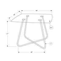 31" Chrome Metal and Clear Tempered Glass Dining Table