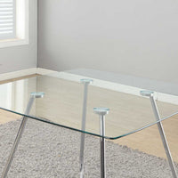 31" Chrome Metal and Clear Tempered Glass Dining Table