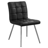 Two 31.5" Black Leather Look, Foam, Polyurethane, and Metal Dining Chairs