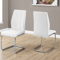 Two 77.5" Leather Look, Chrome Metal, and Foam Dining Chairs
