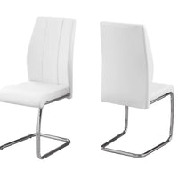 Two 77.5" Leather Look, Chrome Metal, and Foam Dining Chairs