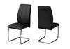 Two 77.5" Black Leather Look, Chrome Metal, and Foam Dining Chairs