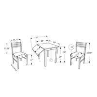 32.5" Solid Wood, MDF, and Beige Polyester Three Pieces Dining Set